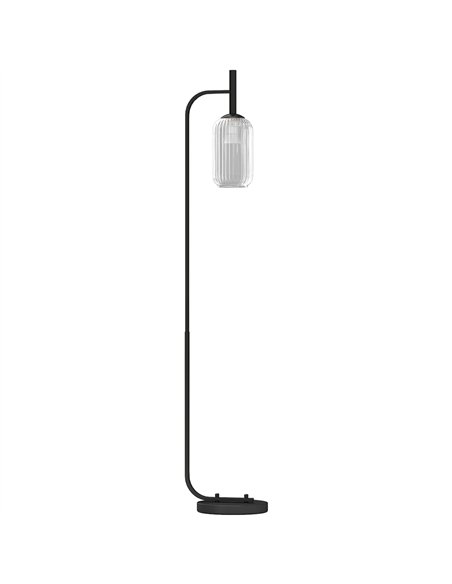 HOMCOM Floor Lamp for Living Room with Glass Lampshade, Modern Standing Lamp with Foot Switch for Bedroom, Bulb not Included, Bl - pic 170448 | FastDaddyshop