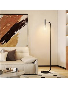 HOMCOM Floor Lamp for Living Room with Glass Lampshade, Modern Standing Lamp with Foot Switch for Bedroom, Bulb not Included, Bl 2
