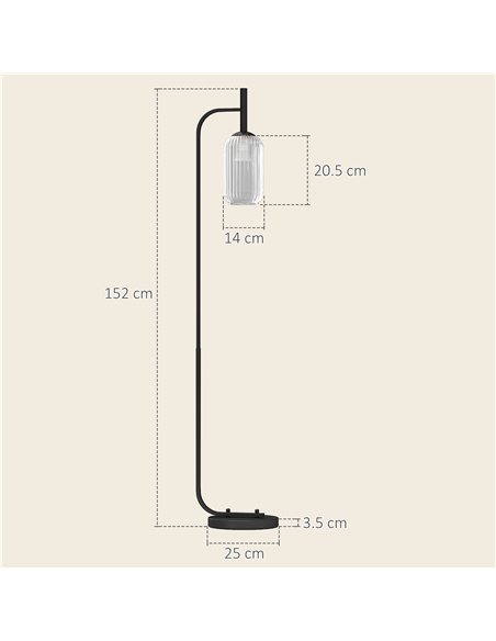 HOMCOM Floor Lamp for Living Room with Glass Lampshade, Modern Standing Lamp with Foot Switch for Bedroom, Bulb not Included, Bl - pic 170450 | FastDaddyshop