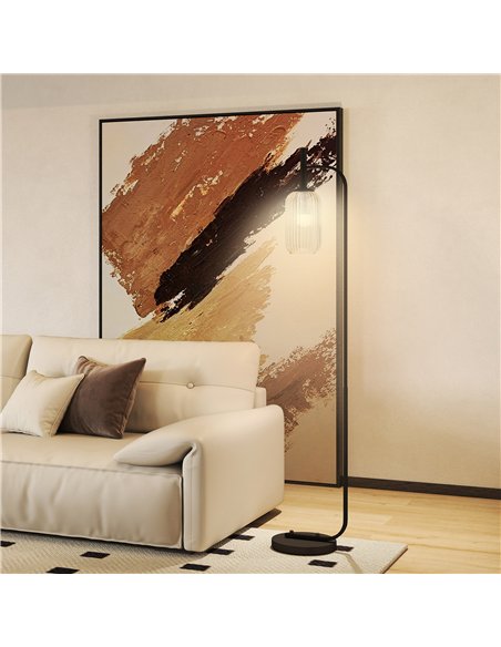 HOMCOM Floor Lamp for Living Room with Glass Lampshade, Modern Standing Lamp with Foot Switch for Bedroom, Bulb not Included, Bl - pic 170455 | FastDaddyshop