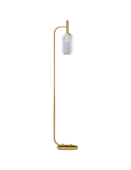HOMCOM LED Floor Lamp for Living Room with Glass Lampshade, Modern Standing Lamp with Foot Switch, Adjustable Brightness, 2700K  - pic 170457 | FastDaddyshop