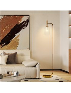 HOMCOM LED Floor Lamp for Living Room with Glass Lampshade, Modern Standing Lamp with Foot Switch, Adjustable Brightness, 2700K  2