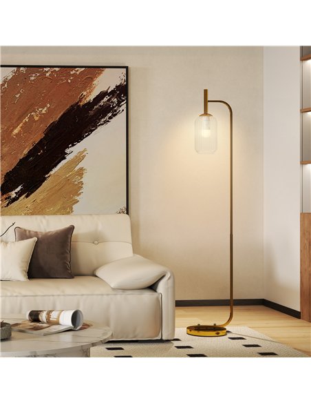 HOMCOM LED Floor Lamp for Living Room with Glass Lampshade, Modern Standing Lamp with Foot Switch, Adjustable Brightness, 2700K  - pic 170458 | FastDaddyshop