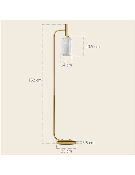 HOMCOM LED Floor Lamp for Living Room with Glass Lampshade, Modern Standing Lamp with Foot Switch, Adjustable Brightness, 2700K  - pic 170459 | FastDaddyshop