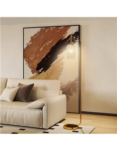 HOMCOM LED Floor Lamp for Living Room with Glass Lampshade, Modern Standing Lamp with Foot Switch, Adjustable Brightness, 2700K 
