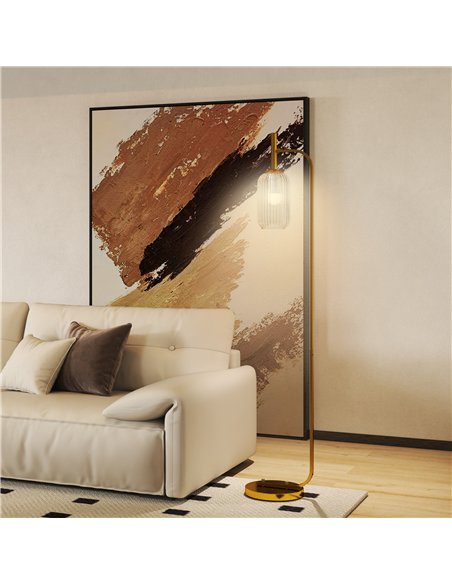HOMCOM LED Floor Lamp for Living Room with Glass Lampshade, Modern Standing Lamp with Foot Switch, Adjustable Brightness, 2700K  - pic 170464 | FastDaddyshop