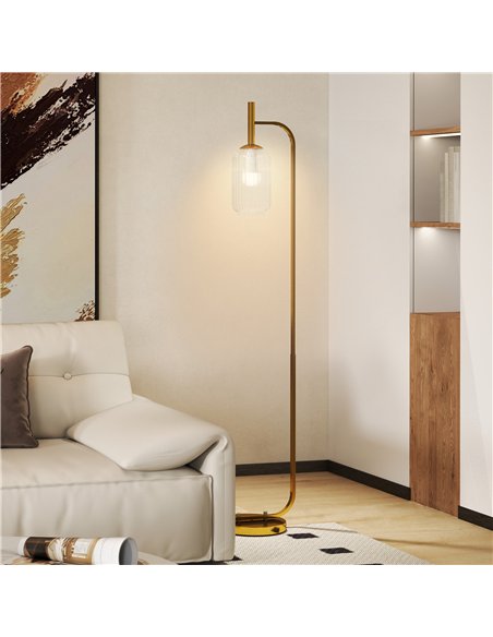 HOMCOM LED Floor Lamp for Living Room with Glass Lampshade, Modern Standing Lamp with Foot Switch, Adjustable Brightness, 2700K  - pic 170465 | FastDaddyshop