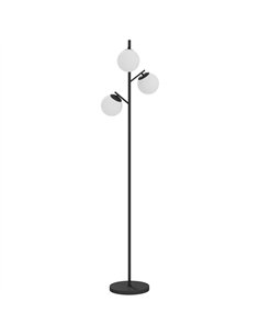 HOMCOM 3-Light Tree Floor Lamps for Living Room, Modern Standing Lamp for Bedroom with Globe Lampshade, Steel Base, Bulb not Inc