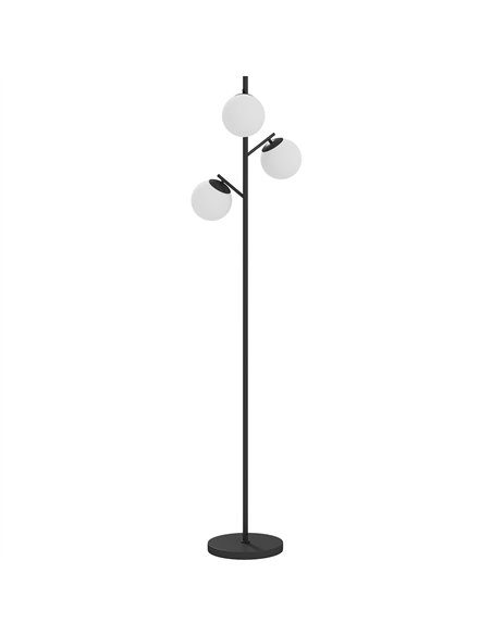 HOMCOM 3-Light Tree Floor Lamps for Living Room, Modern Standing Lamp for Bedroom with Globe Lampshade, Steel Base, Bulb not Inc - pic 170475 | FastDaddyshop