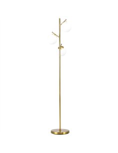 HOMCOM 3-Light Tree Floor Lamps for Living Room, Modern Standing Lamp for Bedroom with Globe Lampshade, 3000K/4000K/6000K Colour
