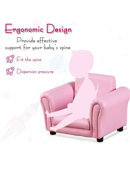 Homcom Toddler Armchair, Kids Sofa Set with Free Footstool, Pink - pic 17049 | FastDaddyshop