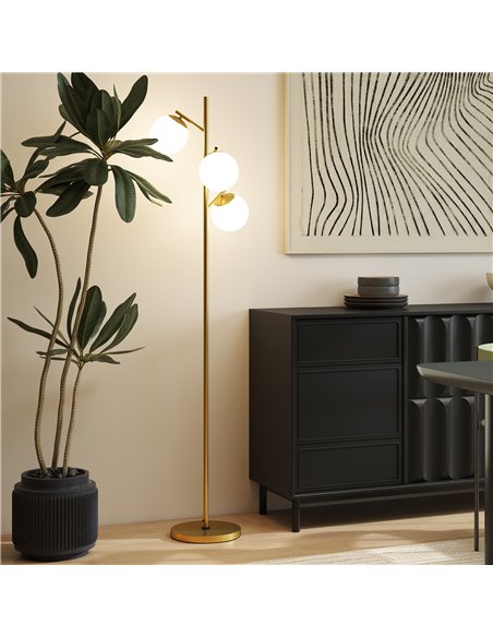 HOMCOM 3-Light Tree Floor Lamps for Living Room, Modern Standing Lamp for Bedroom with Globe Lampshade, 3000K/4000K/6000K Colour - pic 170490 | FastDaddyshop