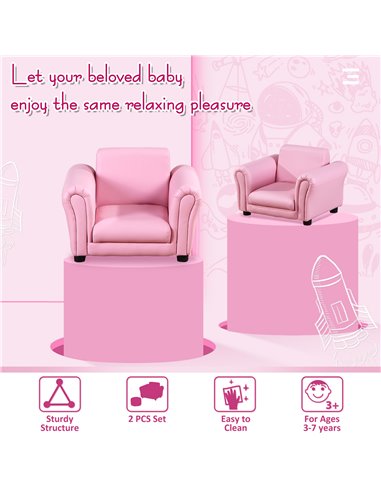 Homcom Toddler Armchair, Kids Sofa Set with Free Footstool, Pink