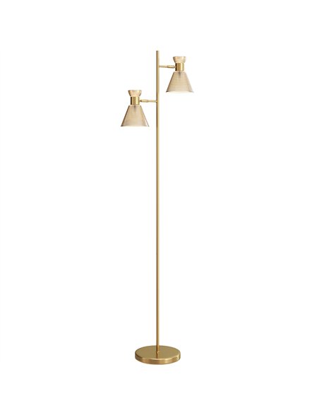 HOMCOM Floor Lamp with Adjustable Dual Head, Modern Standing Lamp with Floral Glass Shades and Foot Switch for Living Room Bedro - pic 170511 | FastDaddyshop