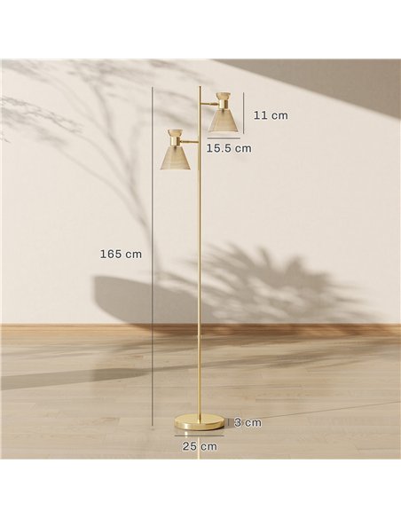 HOMCOM Floor Lamp with Adjustable Dual Head, Modern Standing Lamp with Floral Glass Shades and Foot Switch for Living Room Bedro - pic 170513 | FastDaddyshop