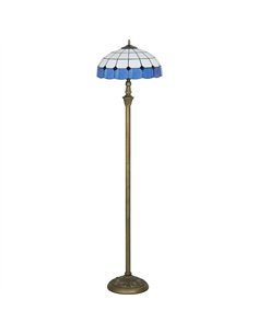HOMCOM Tiffany-Style Floor Lamp with Handcrafted Stained Glass Shade, 152cm Tall Vintage Standing Lamp with Foot Switch and Dual