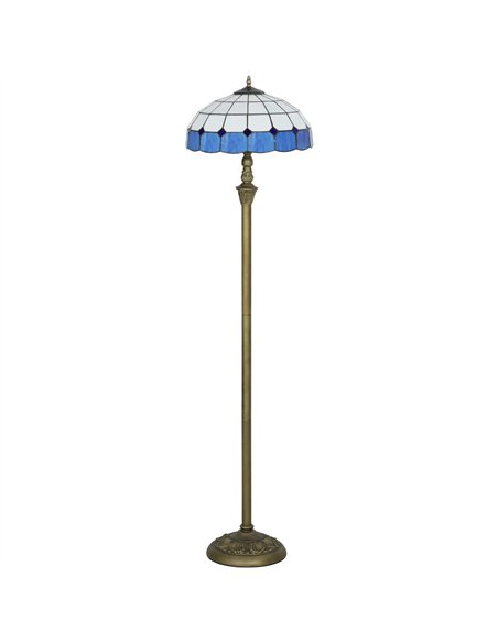 HOMCOM Tiffany-Style Floor Lamp with Handcrafted Stained Glass Shade, 152cm Tall Vintage Standing Lamp with Foot Switch and Dual - pic 170520 | FastDaddyshop
