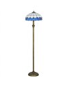 HOMCOM Tiffany-Style Floor Lamp with Handcrafted Stained Glass Shade, 152cm Tall Vintage Standing Lamp with Foot Switch and Dual