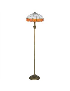 HOMCOM Tiffany-Style Floor Lamp with Handcrafted Stained Glass Shade, 152cm Tall Vintage Standing Lamp with Foot Switch and Dual