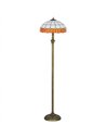 HOMCOM Tiffany-Style Floor Lamp with Handcrafted Stained Glass Shade, 152cm Tall Vintage Standing Lamp with Foot Switch and Dual