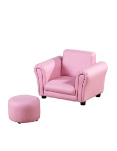 Homcom Toddler Armchair, Kids Sofa Set with Free Footstool, Pink