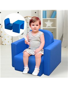 Homcom 2 in 1 Kids Table Chair Set with Sponge Supportive Wooden Frame, Blue 2