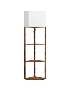 HOMCOM Corner Floor Light, with Shelves - Wood-Effect