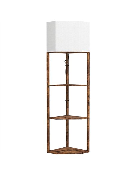 HOMCOM Corner Floor Light, with Shelves - Wood-Effect - pic 170556 | FastDaddyshop