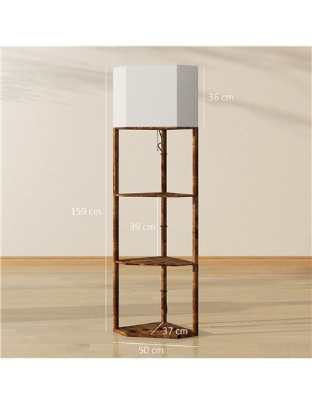 HOMCOM Corner Floor Light, with Shelves - Wood-Effect - pic 170558 | FastDaddyshop