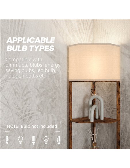HOMCOM Corner Floor Light, with Shelves - Wood-Effect - pic 170562 | FastDaddyshop