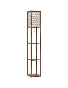 HOMCOM Three-Shelf Standing Lamp - Rustic Brown/White