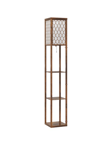 HOMCOM Three-Shelf Standing Lamp - Rustic Brown/White - pic 170565 | FastDaddyshop