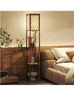 HOMCOM Three-Shelf Standing Lamp - Rustic Brown/White 2