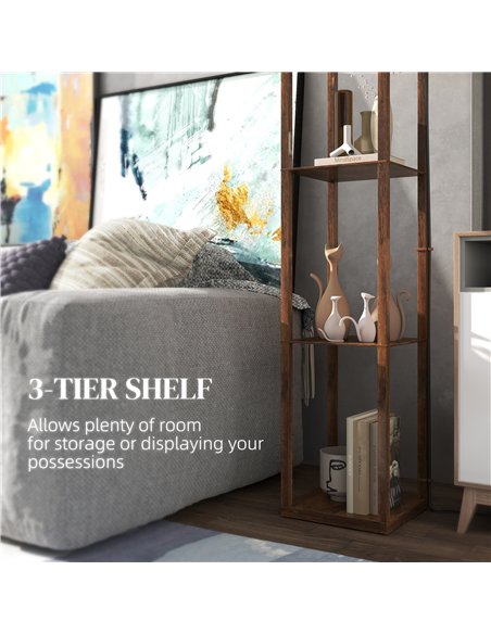 HOMCOM Three-Shelf Standing Lamp - Rustic Brown/White - pic 170570 | FastDaddyshop