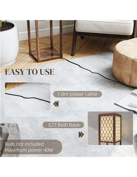 HOMCOM Three-Shelf Standing Lamp - Rustic Brown/White - pic 170571 | FastDaddyshop