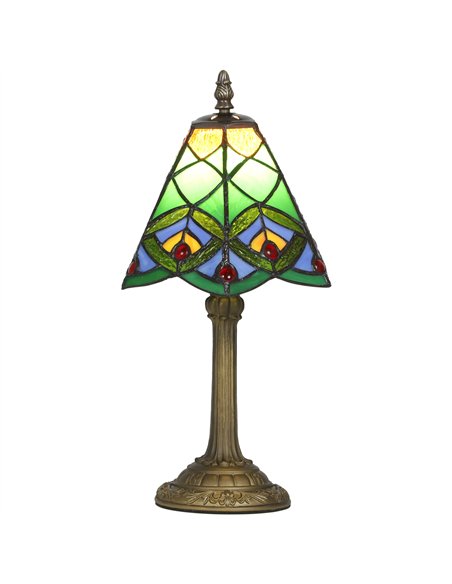 HOMCOM Tiffany-Style Table Lamp with Geometric Patterns, Handcrafted Antique Stained Glass Bedside Lamp for Living Room and Bedr - pic 170574 | FastDaddyshop
