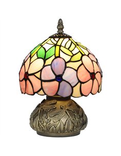 HOMCOM Tiffany-Style Table Lamp with Sculpted Dragonfly Base, Handcrafted Antique Stained Glass Bedside Lamp for Living Room and