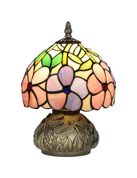 HOMCOM Tiffany-Style Table Lamp with Sculpted Dragonfly Base, Handcrafted Antique Stained Glass Bedside Lamp for Living Room and - pic 170583 | FastDaddyshop