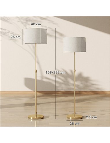 HOMCOM Floor Lamp with Remote, Height Adjustable Standing Lamp with Linen Shade, Dimmable with 3000K-6000K Adjustable Colour Tem