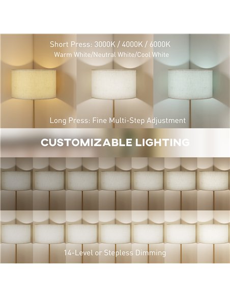 HOMCOM Floor Lamp with Remote, Height Adjustable Standing Lamp with Linen Shade, Dimmable with 3000K-6000K Adjustable Colour Tem - pic 170595 | FastDaddyshop