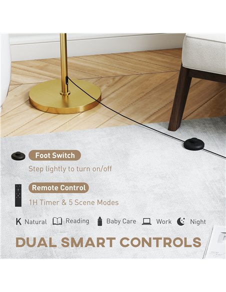 HOMCOM Floor Lamp with Remote, Height Adjustable Standing Lamp with Linen Shade, Dimmable with 3000K-6000K Adjustable Colour Tem - pic 170596 | FastDaddyshop