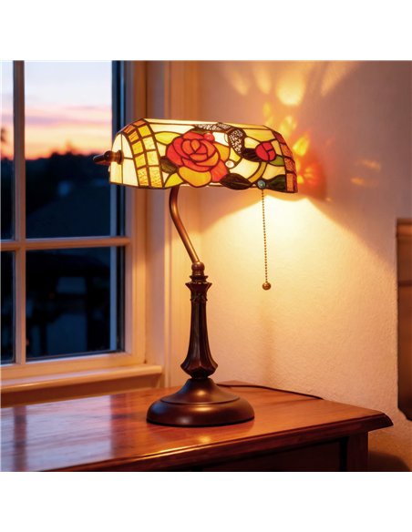 HOMCOM Tiffany-Style Rose and Butterfly Table Lamp - Multi - pic 170602 | FastDaddyshop
