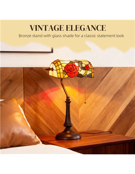 HOMCOM Tiffany-Style Rose and Butterfly Table Lamp - Multi - pic 170604 | FastDaddyshop