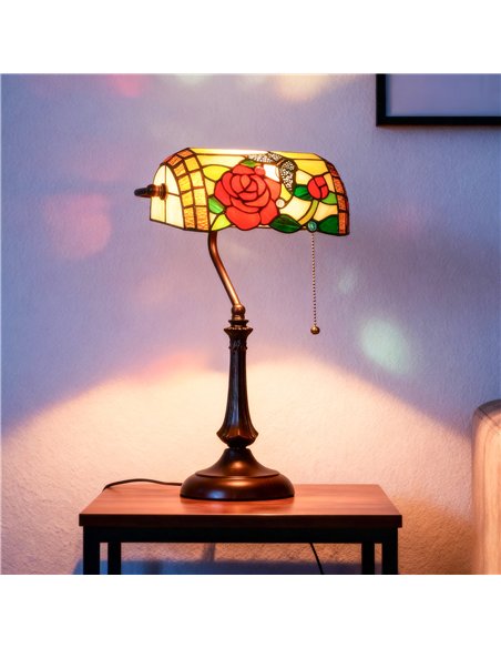 HOMCOM Tiffany-Style Rose and Butterfly Table Lamp - Multi - pic 170609 | FastDaddyshop