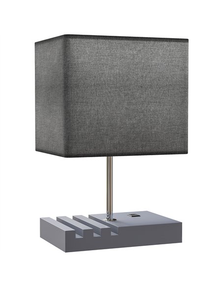 HOMCOM Bedside Lamp with USB A+C Charging Ports and 3 Phone Stands, Modern Table Lamp with Solid Wood Base and Fabric Shade for  - pic 170610 | FastDaddyshop