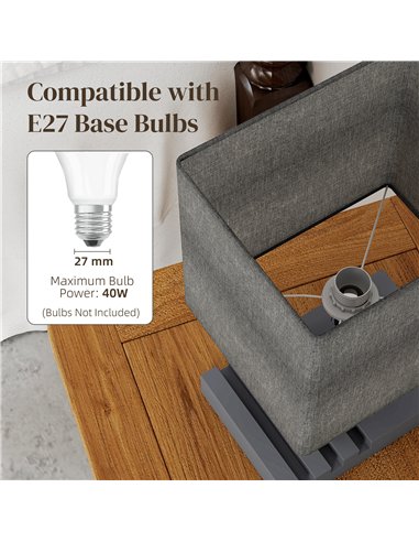 HOMCOM Bedside Lamp with USB A+C Charging Ports and 3 Phone Stands, Modern Table Lamp with Solid Wood Base and Fabric Shade for 
