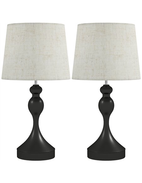 HOMCOM Set of Two Three-Colour Lamps, with USB Ports - Black/Beige - pic 170619 | FastDaddyshop