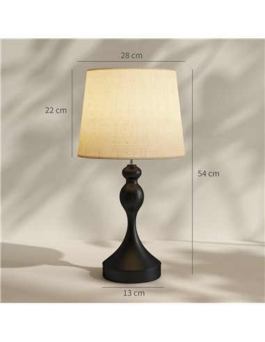 HOMCOM Set of Two Three-Colour Lamps, with USB Ports - Black/Beige