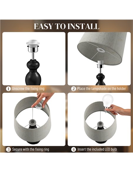 HOMCOM Set of Two Three-Colour Lamps, with USB Ports - Black/Beige - pic 170625 | FastDaddyshop