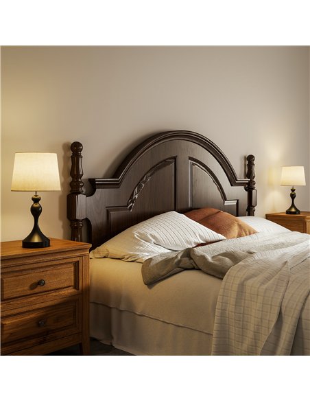 HOMCOM Set of Two Three-Colour Lamps, with USB Ports - Black/Beige - pic 170627 | FastDaddyshop